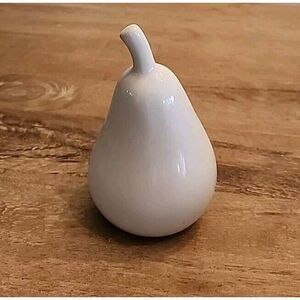 Pier 1 White Hollow Ceramic Pear 5 Inches High Life Size Shiny Finish Home Décor